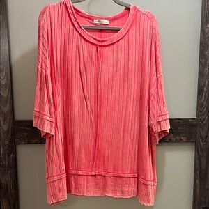 Zenana Outfitters Pink Ribbed Tunic